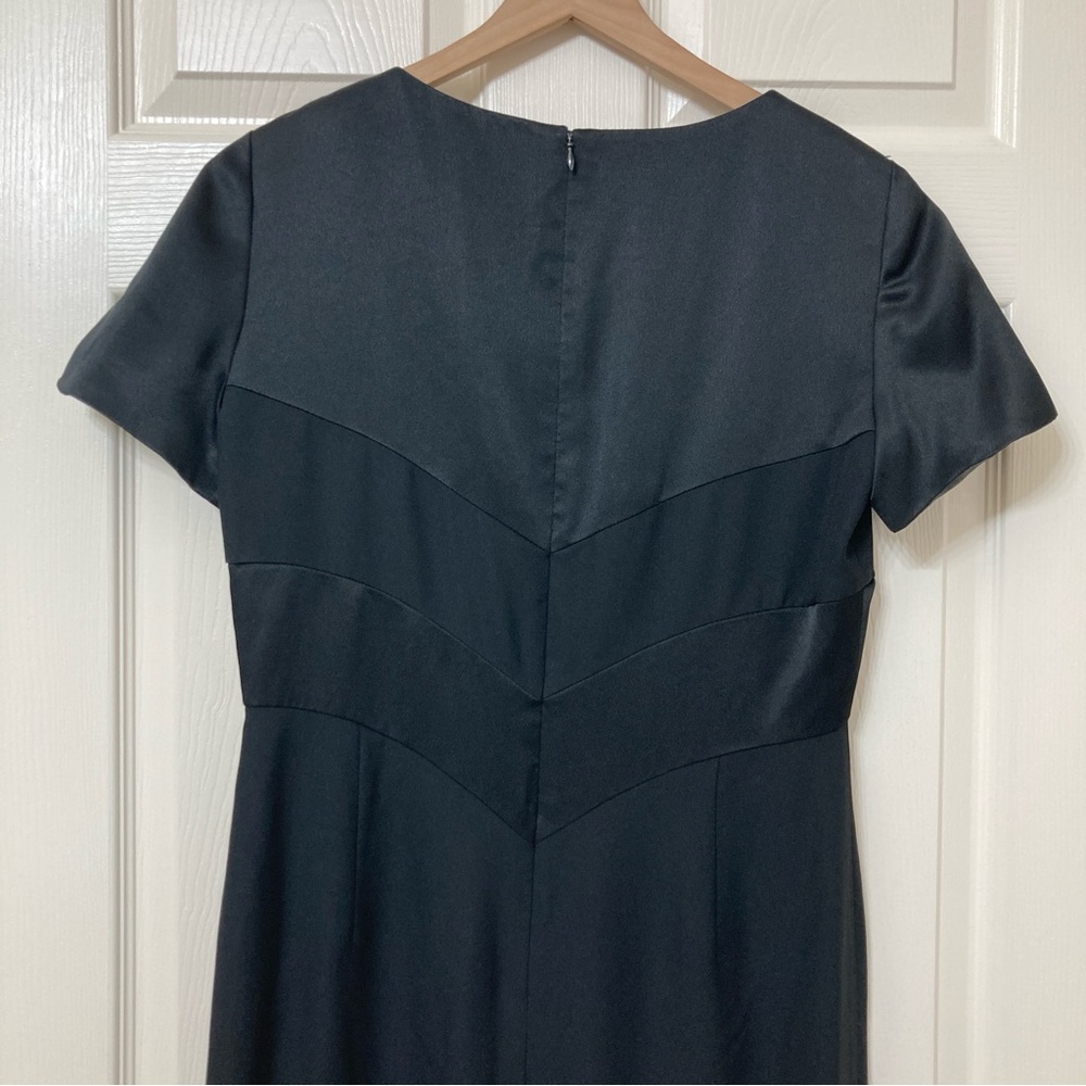 Vintage Black Short Sleeve Formal Sheath Gown Dress 10 Hollywood Glam Retro - Picture 5 of 7